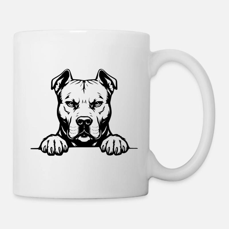 Pitbull Kopf mit Pfoten - Tasse - Weiß
