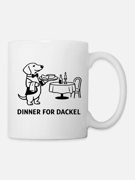Dinner For Dackel - Tasse - Weiß