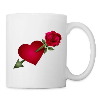 Red Rose Meets Heart with Arrow Illustration - Mug - white - Right