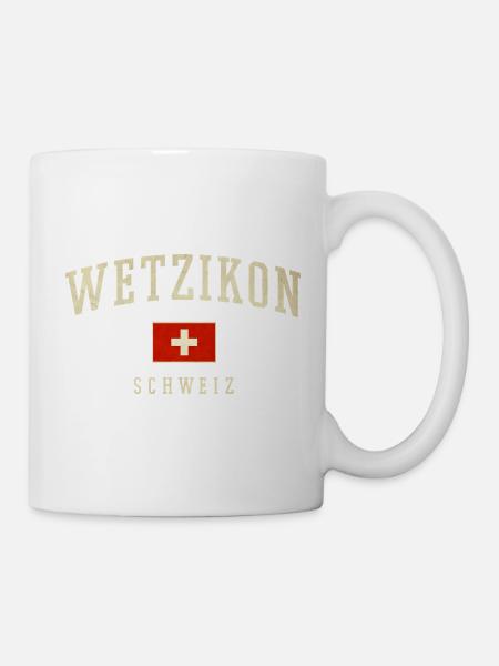 Wetzikon Schweiz Flaggenlogo - Tasse - Weiß