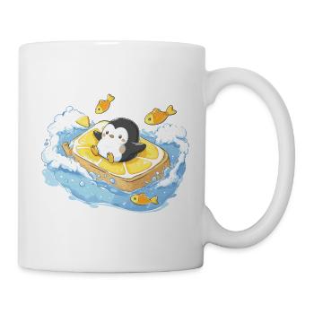 Käpt'n Pinguin auf Orangensurfbrett - Tasse - Weiß - Rechts