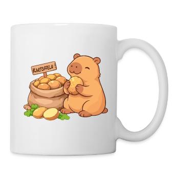 Capybara with potatoes – relaxed & cute - Mug - white - Right