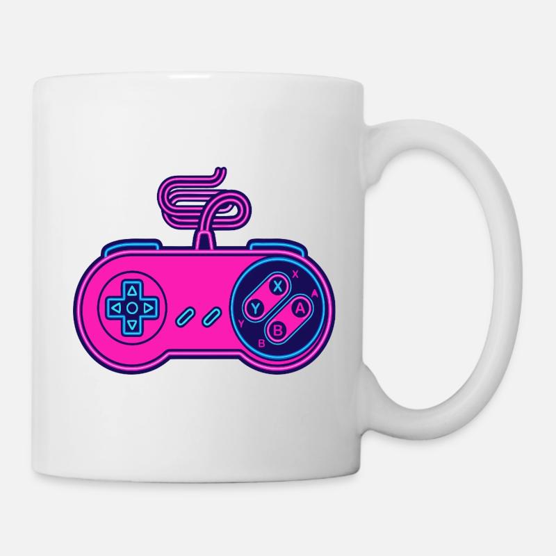 Retro-Pink-Neon-Controller - Tasse - Weiß