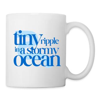 Tiny ripple in a stormy ocean (blue background) - Mug - white - Right
