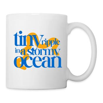 Tiny ripple in a stormy ocean (orange background) - Mug - white - Right