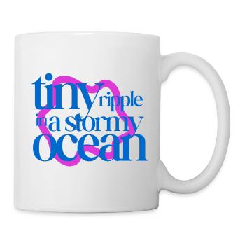 Tiny ripple in a stormy ocean (pink background) - Mug - white - Right