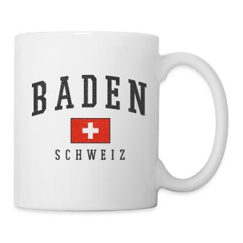 Baden Schweiz Logo mit Schweizer Flagge - Tasse - Weiß - Rechts