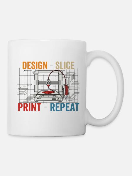 3D-Druck Evolution – Design Slice Print Repeat - Tasse - Weiß