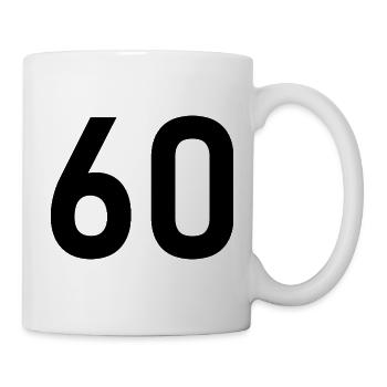 60. 60 JAHRE. 60-JÄHRIGES JUBILÄUM. 60. GEBURTSTAG. - Tasse - Weiß - Rechts