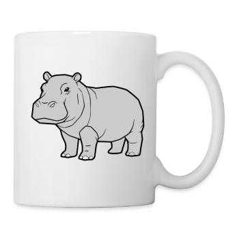 Nilpferd Stehend Comic Tier Zoo - Tasse - Weiß - Rechts