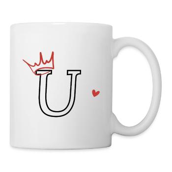 Buchstabe u, Kronenherz - Tasse - Weiß - Rechts