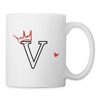 Buchstabe V Kronenherz - Tasse - Weiß - Rechts