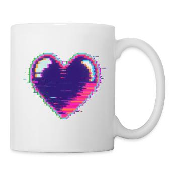 Glitchherz Neon Pixel Liebe Nerd - Tasse - Weiß - Rechts