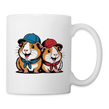 Cute Guinea Pig Friends – Funny Animal Motif - Mug - white - Right