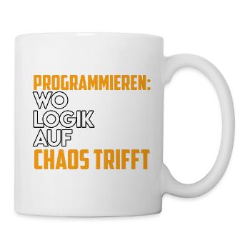 PROGRAMMIEREN WO LOGIK AUF CHAOS TRIFFT Lustig - Tasse - Weiß - Rechts