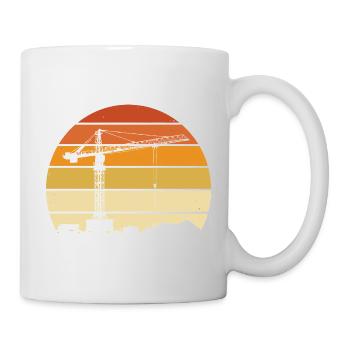 Kranführer Retro Design – Baustelle & Baukran - Tasse - Weiß - Rechts