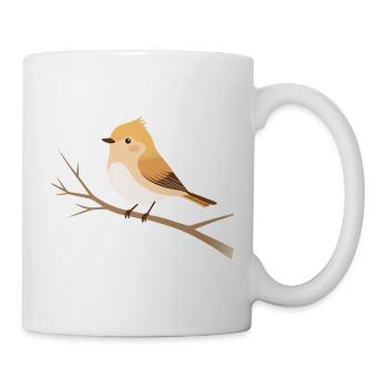 Kleiner Vogel auf Ast Naturillustration - Tasse - Weiß - Rechts