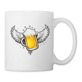 Bierkrug mit Flügeln – cooles Fun-Motiv  - Tasse - Weiß - Rechts