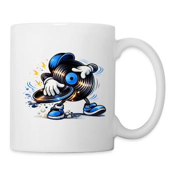 DJ Vinyl Record with Turntable – Urban Music Style - Mug - white - Right