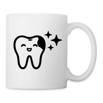 Lächelnder Zahn Symbol Schwarz - Tasse - Weiß - Rechts