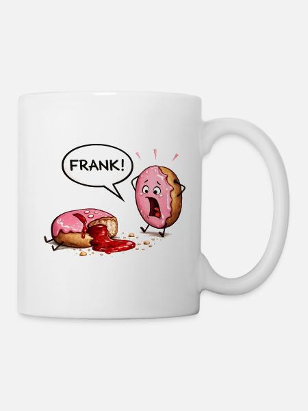 Donut-Drama – FRANK wurde angebissen! - Tasse - Weiß
