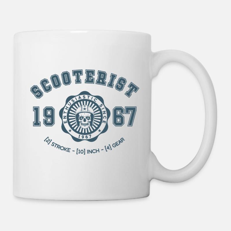 Crâne vintage de scooteriste - Mug blanc - blanc