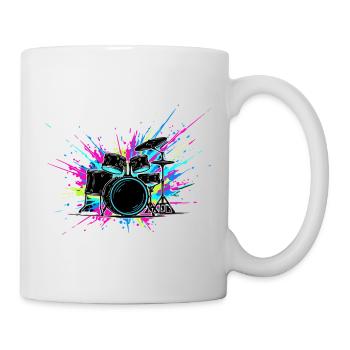 Schlagzeug bunt - Tasse - Weiß - Rechts