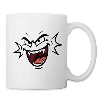 Lustiges Vampir Gesicht Lachmuster comic - Tasse - Weiß - Rechts