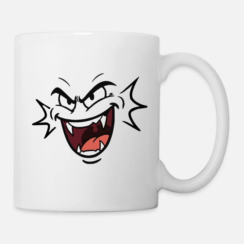 Funny vampire face laughing pattern comic - Mug - white