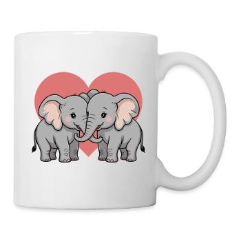 Elefant Paar Herz - Tasse - Weiß - Rechts