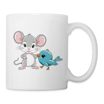 Little_mouse_and_blue_birdie_are_best_friends - Tasse - Weiß - Rechts