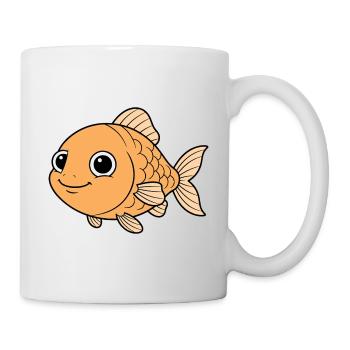 Dessin animé joyeux du poisson rouge orange - Mug blanc - blanc - Droite