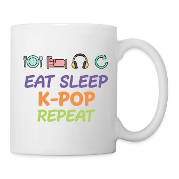 Essen, schlafen, K-Pop wiederholen, koreanisches Popmusikleben - Tasse - Weiß - Rechts