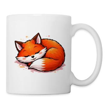 Schlafender Fuchs – niedliches Tiermotiv - Tasse - Weiß - Rechts
