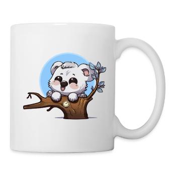 Kleiner Panda auf Ast mit Uhr - Tasse - Weiß - Rechts