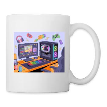 Retro Gaming Desk Neon RGB - Mug - white - Right
