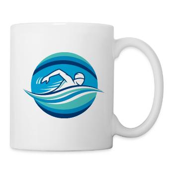 Kraul Schwimmer Sport schwimmen Motiv – Wellenlogo - Tasse - Weiß - Rechts