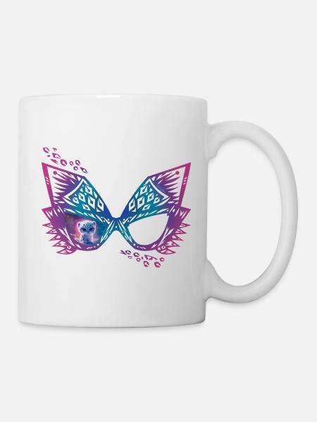 Cat glasses with cheeky snow leopard - Mug - white