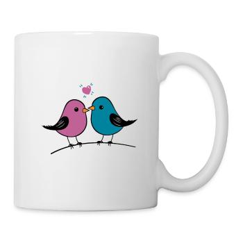 Les oiseaux embrassent avec le cœur - Mug blanc - blanc - Droite