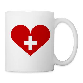 Schweizer Flagge mit Herz - Tasse - Weiß - Rechts