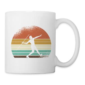 Retro Sonnenuntergang Skisport Silhouette - Tasse - Weiß - Rechts