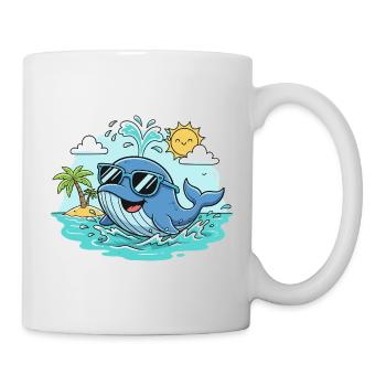 Baleine de plage avec lunettes de soleil - Mug blanc - blanc - Droite