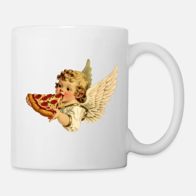 Pizza Cherub – Angel with Pepperoni - Mug - white