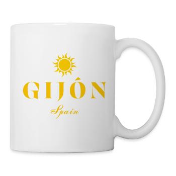 Gijón Spanien Sun EmlemTypografie - Tasse - Weiß - Rechts