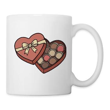 Romantische herzförmige Schokoladenschachtel Valentinstag - Tasse - Weiß - Rechts