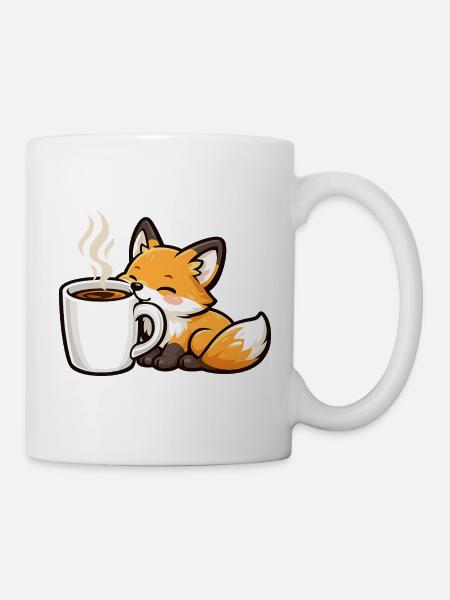 Kuschelfuchs mit Kaffee - Tasse - Weiß