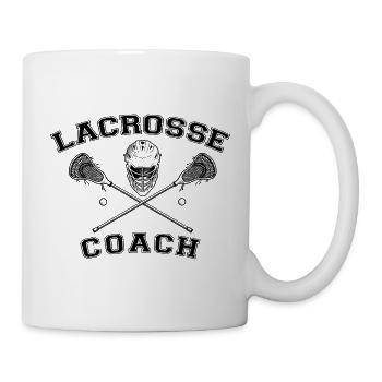 Classic Lacrosse Coach Helmet & Crossed Sticks Art - Mug - white - Right