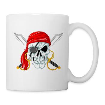 Crâne de pirate avec épées, Jolly Roger Design - Mug blanc - blanc - Droite