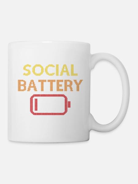 Social Battery Low - Tasse - Weiß