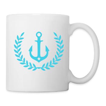 Anchor Wreath Nautical Emblem - Mug - white - Right